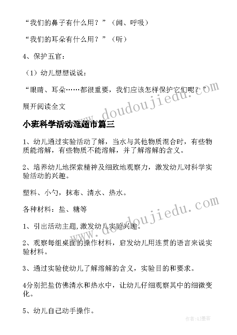 小班科学活动逛超市 小班科学探究活动教案(通用5篇)