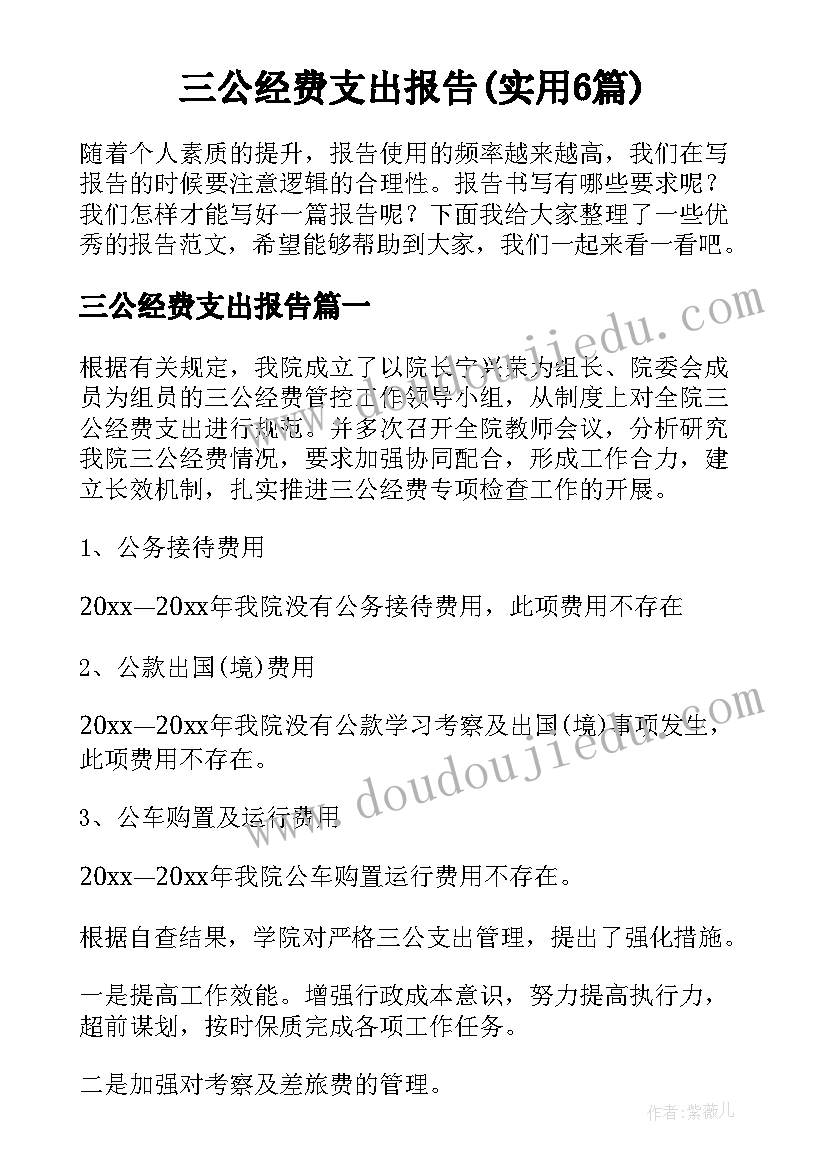 三公经费支出报告(实用6篇)