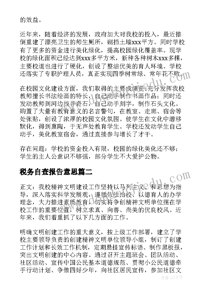 2023年税务自查报告意思(模板5篇)