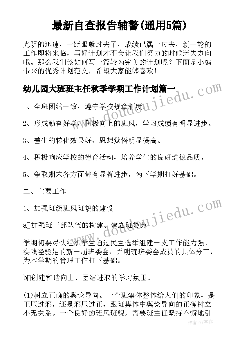 最新自查报告辅警(通用5篇)