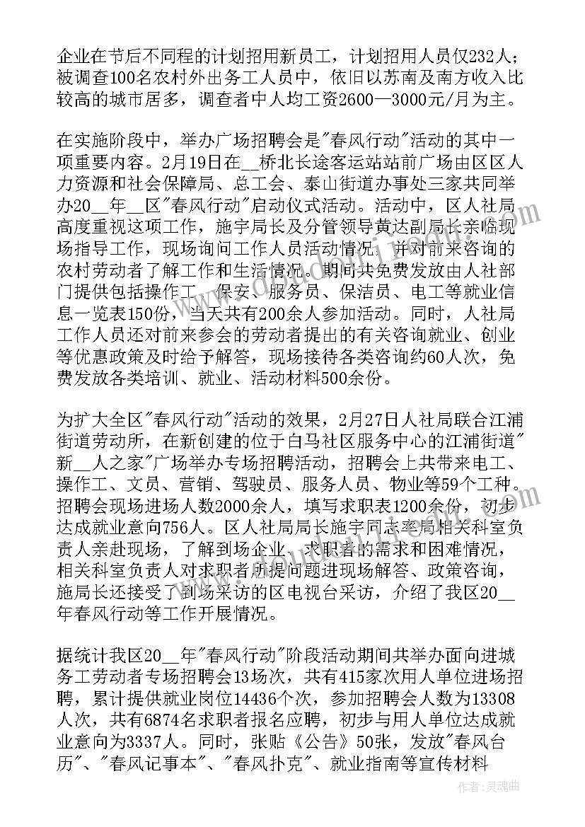 社区春风行动就业活动总结报告 春风行动·就业援助月活动总结(优质5篇)