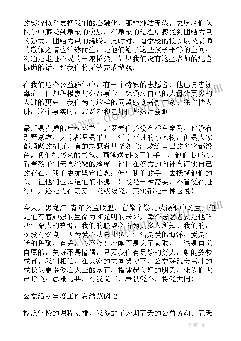 公益的工作总结(通用5篇)