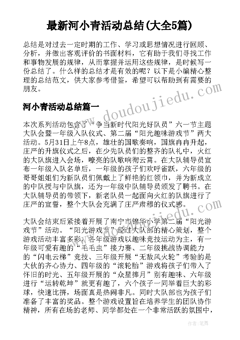 最新河小青活动总结(大全5篇)