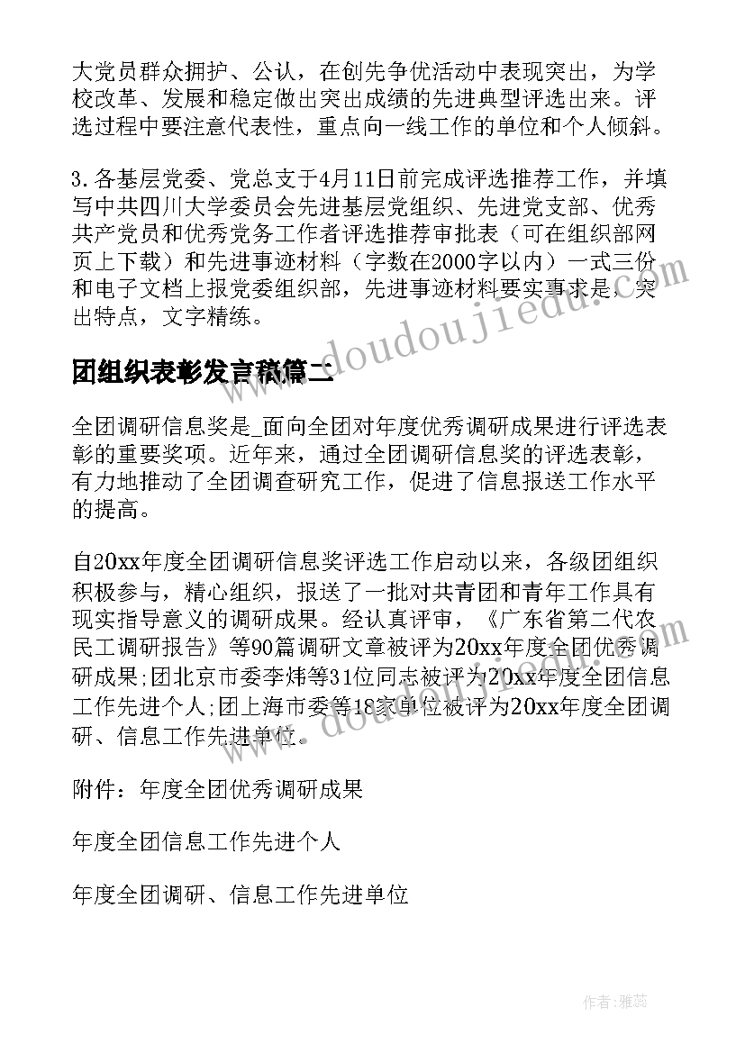 2023年团组织表彰发言稿(大全5篇)