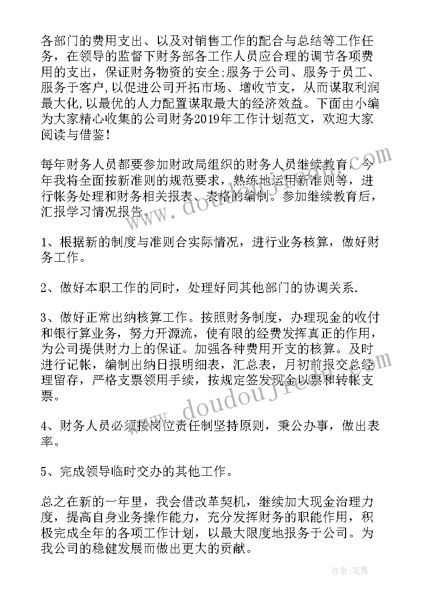 2023年进入新公司财务工作计划书 公司财务工作计划(大全5篇)