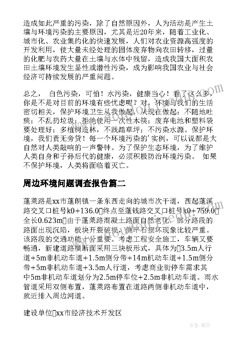 周边环境问题调查报告(精选5篇)