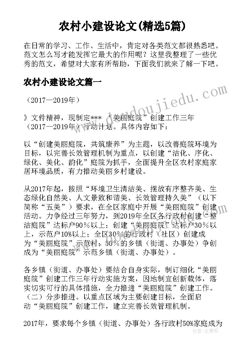 农村小建设论文(精选5篇)