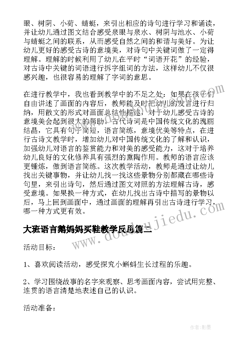 2023年大班语言鹅妈妈买鞋教学反思(大全5篇)