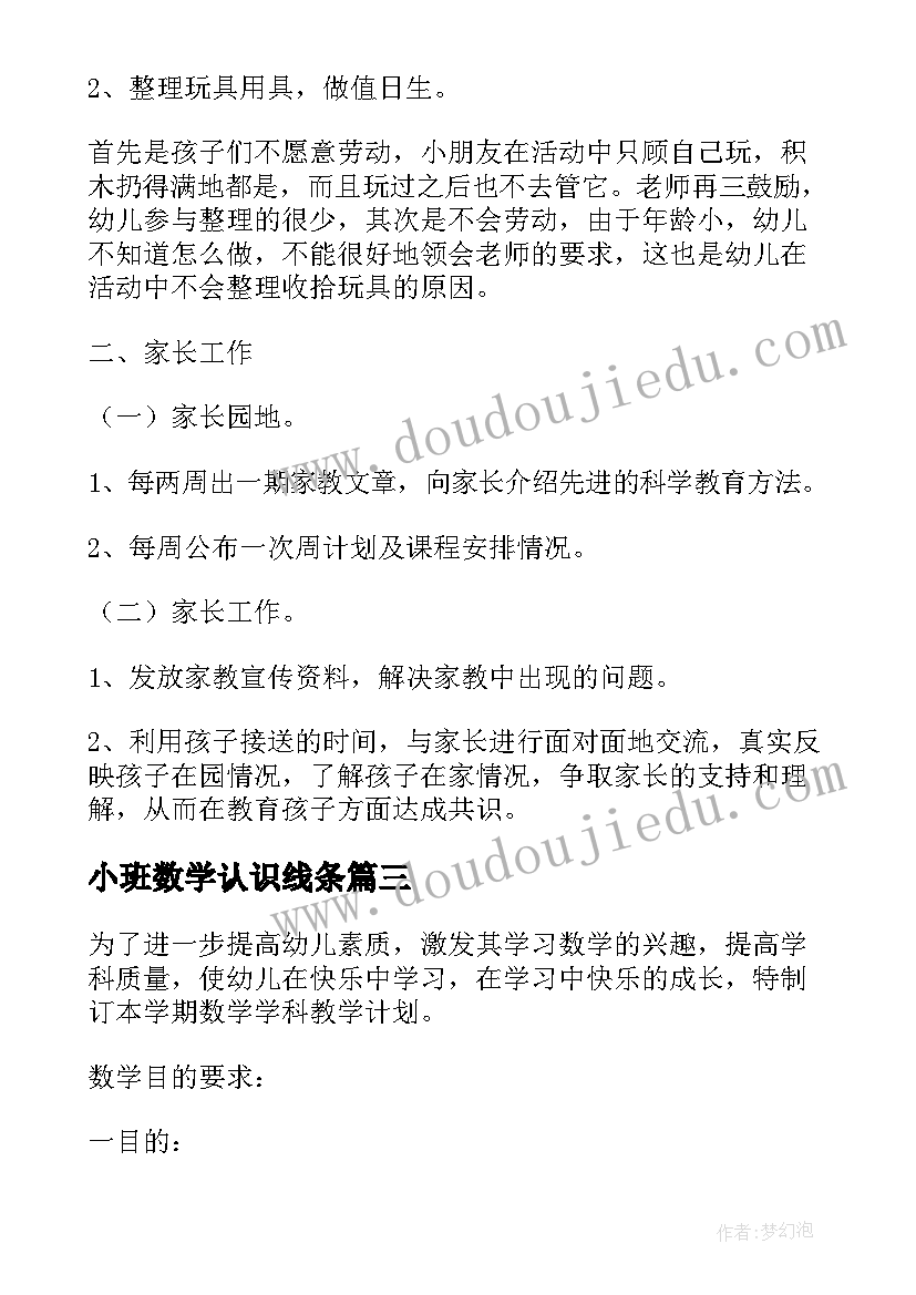 小班数学认识线条 小班数学教学计划(优秀5篇)