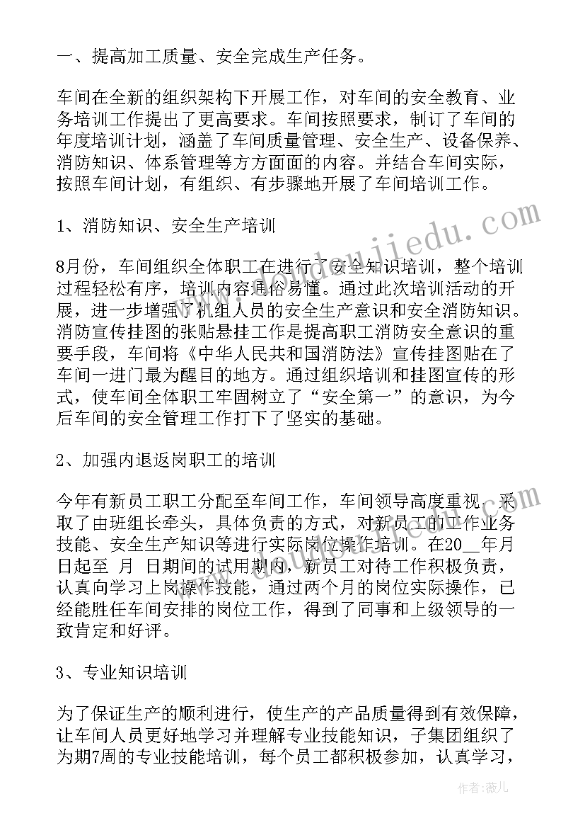 2023年车间工作环境总结报告(优质7篇)