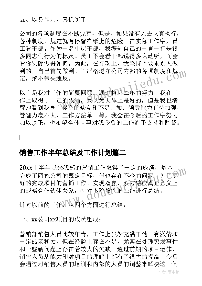 2023年销售工作半年总结及工作计划 销售上半年工作总结报告(模板5篇)