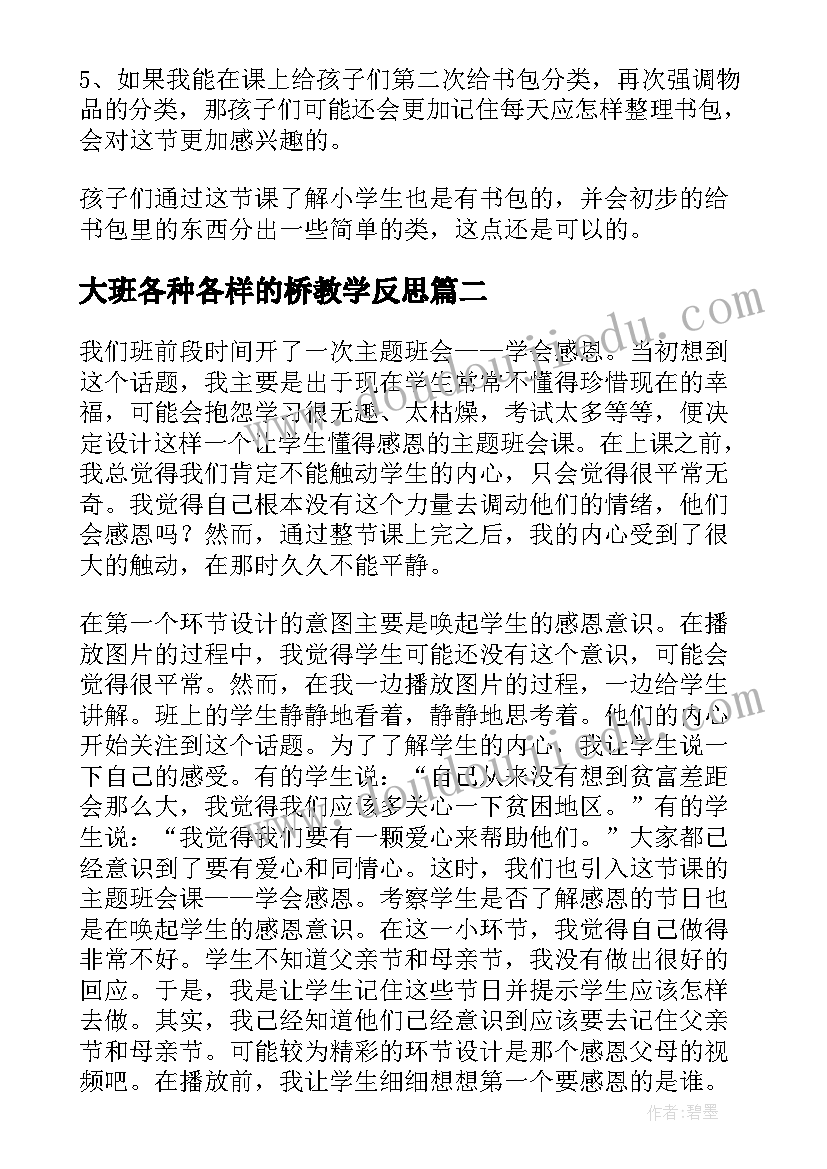 2023年大班各种各样的桥教学反思(大全5篇)