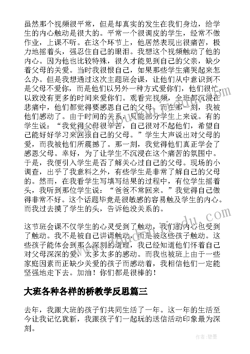 2023年大班各种各样的桥教学反思(大全5篇)