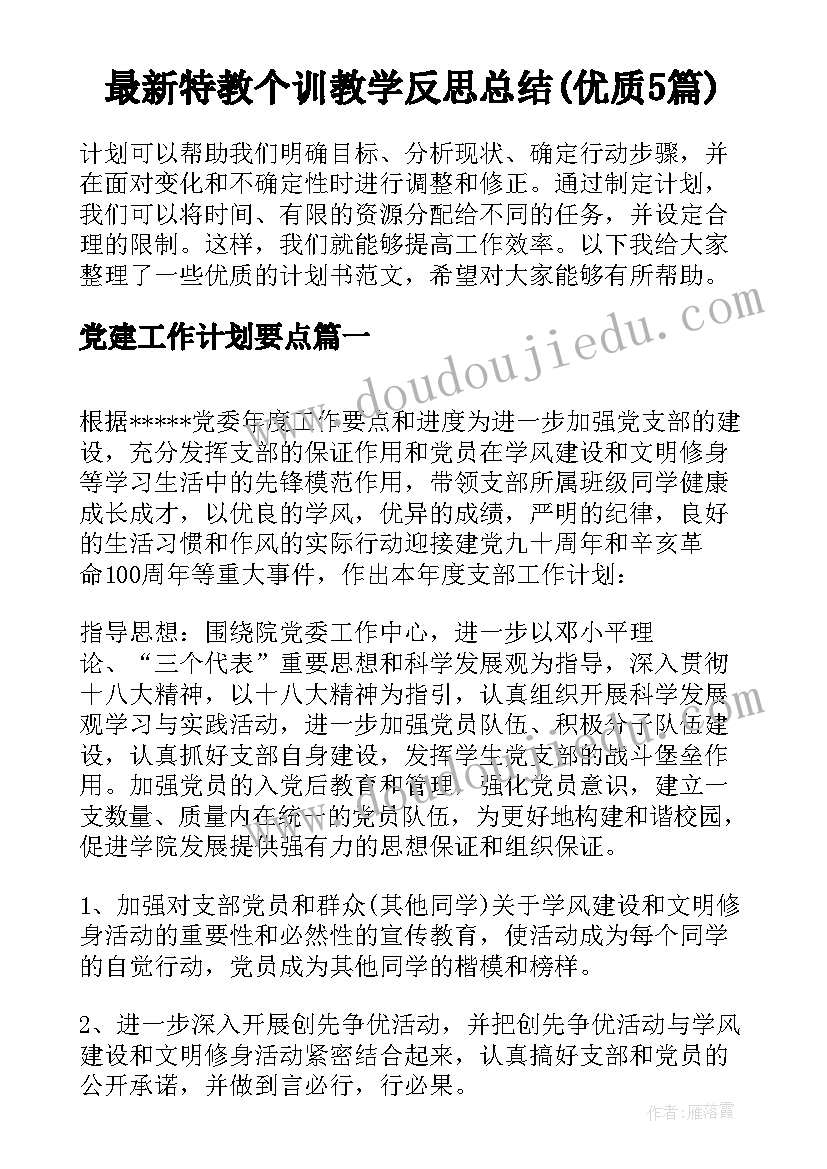 最新特教个训教学反思总结(优质5篇)