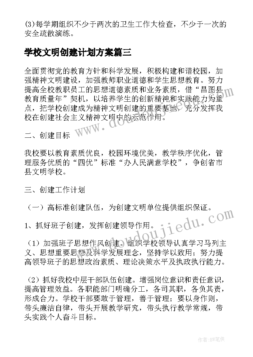 学校文明创建计划方案(精选5篇)