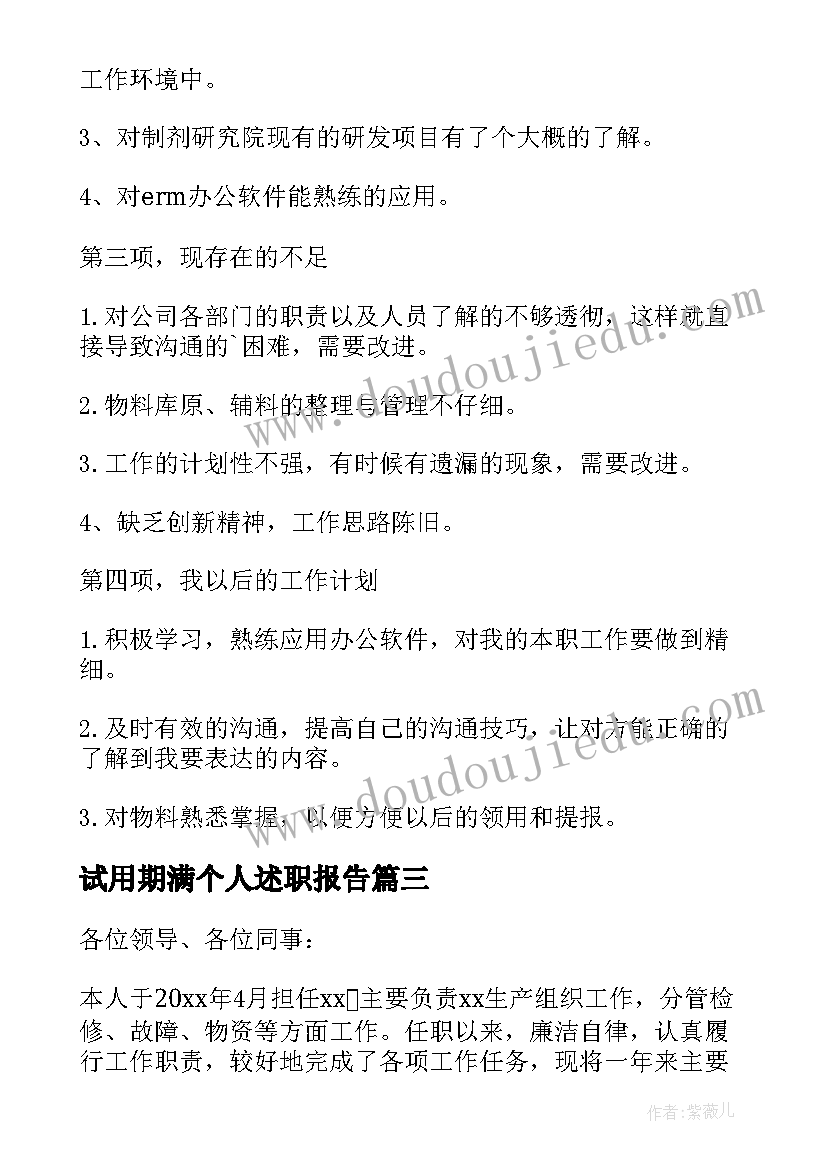 2023年试用期满个人述职报告(模板10篇)