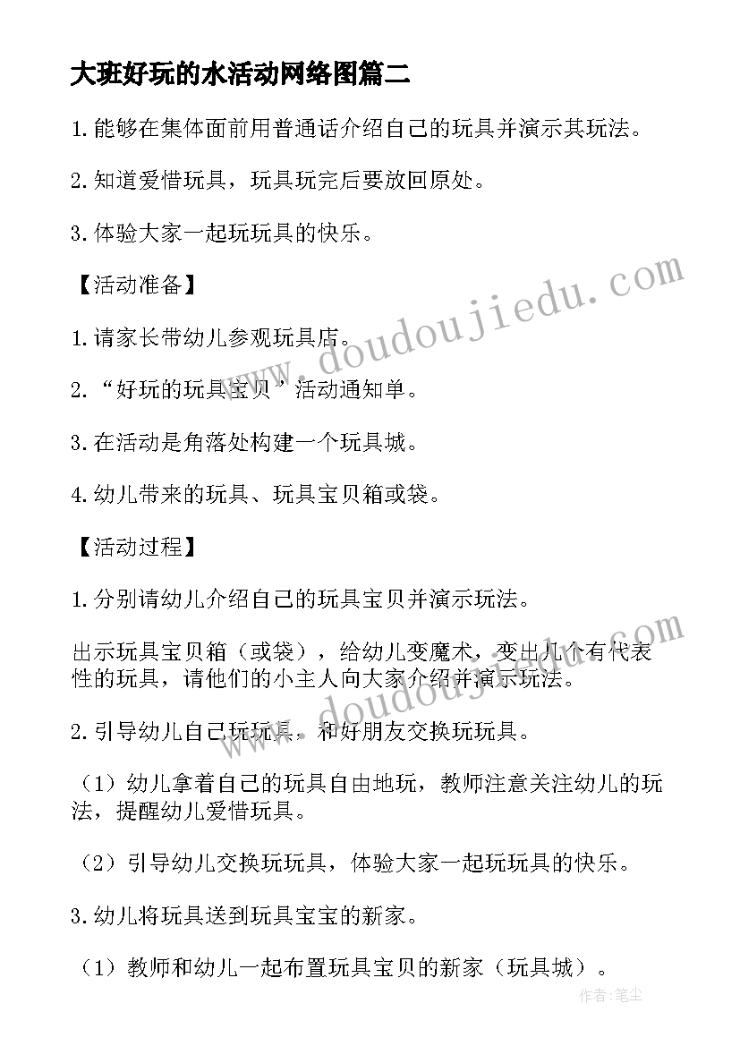 2023年大班好玩的水活动网络图 好玩的玩具大班活动教案(实用5篇)