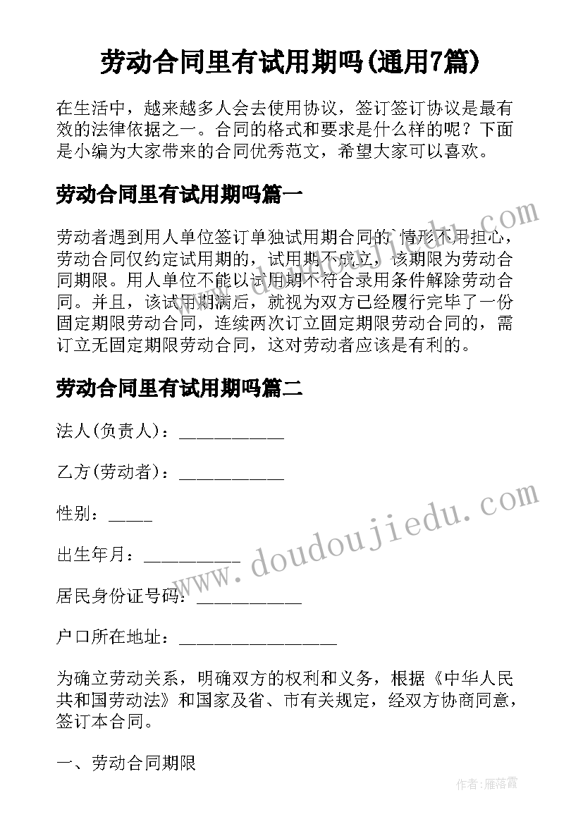 劳动合同里有试用期吗(通用7篇)