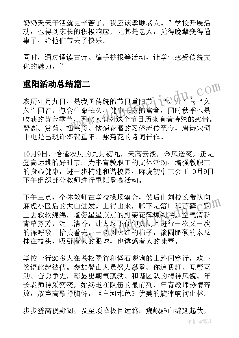 2023年重阳活动总结(大全7篇)