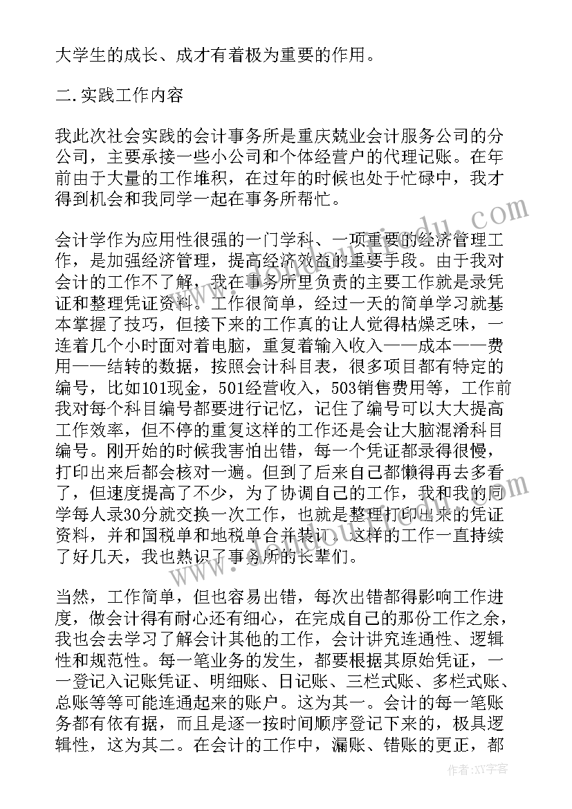 2023年会计暑假社会实践报告税务处理(模板5篇)