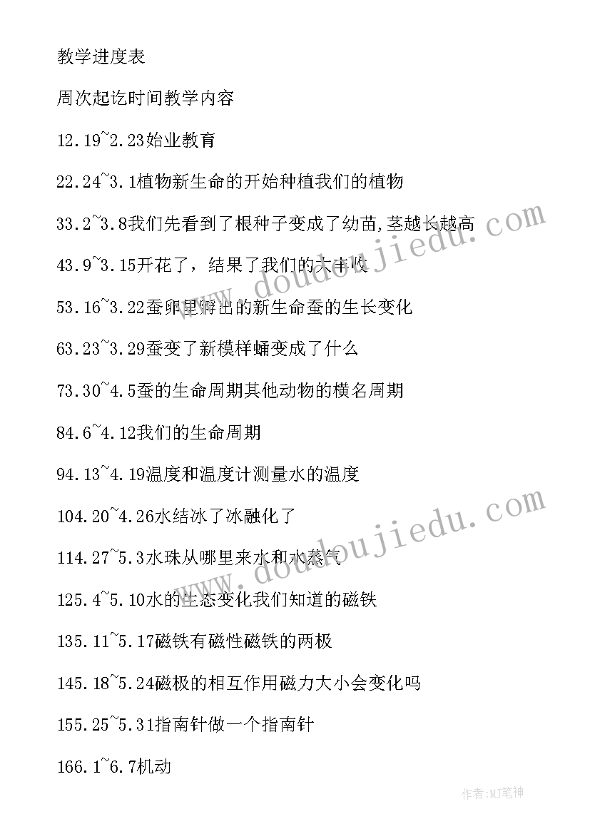 最新小学科学三年级的教学计划表(优质10篇)