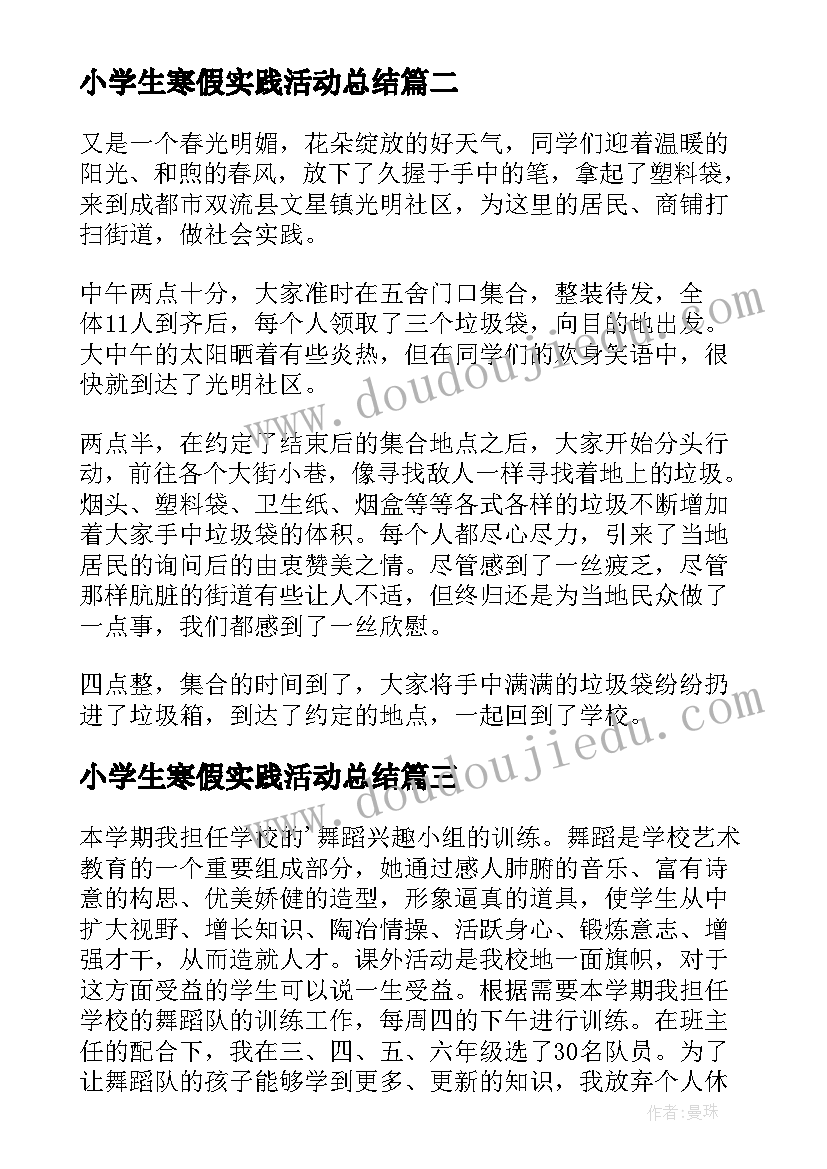 最新小学生寒假实践活动总结(汇总10篇)