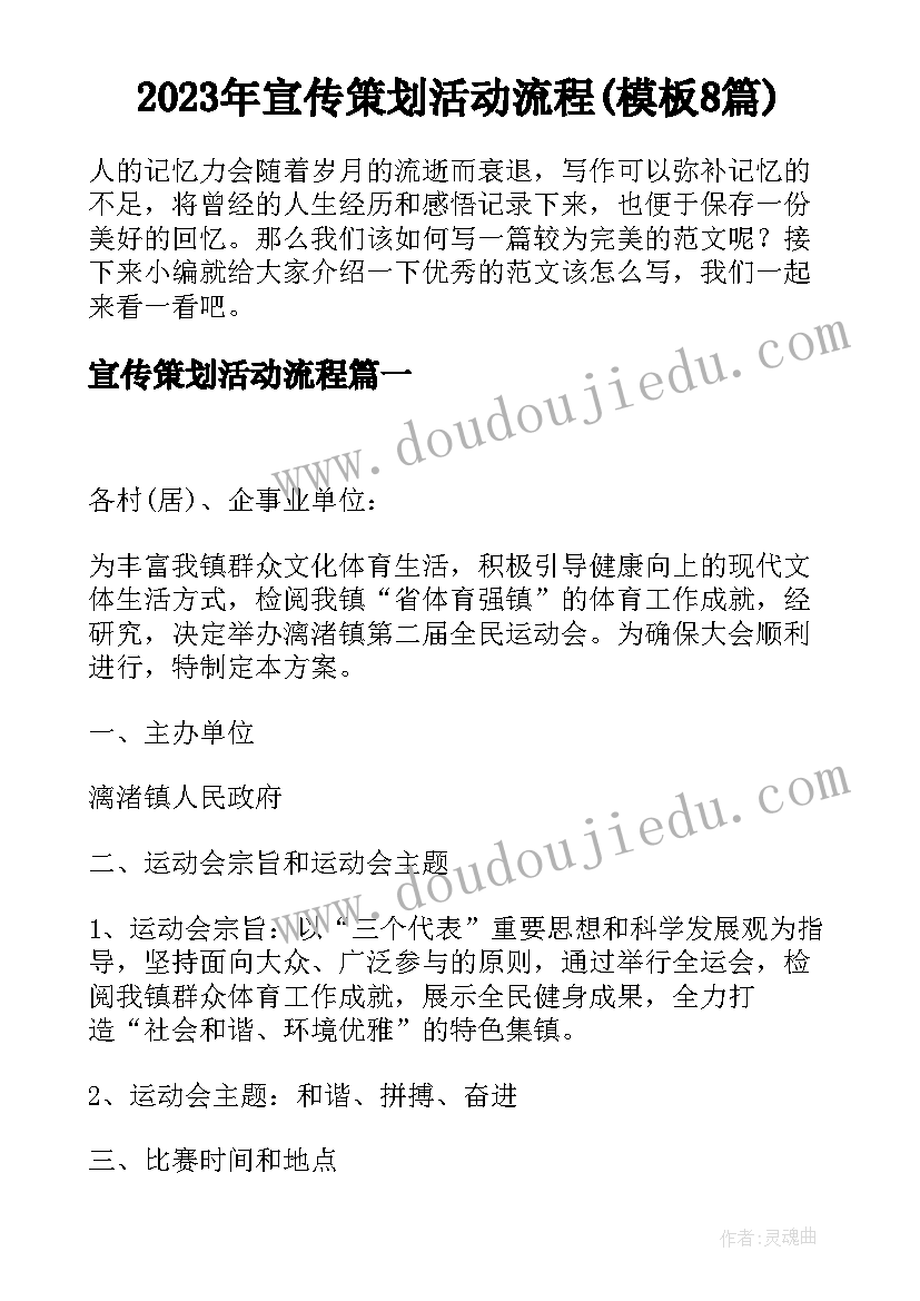 2023年宣传策划活动流程(模板8篇)