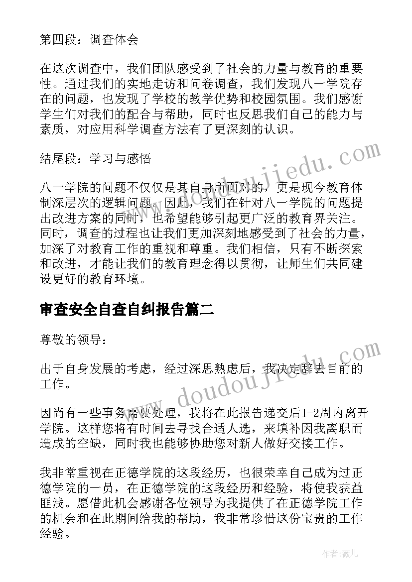 最新审查安全自查自纠报告(精选9篇)