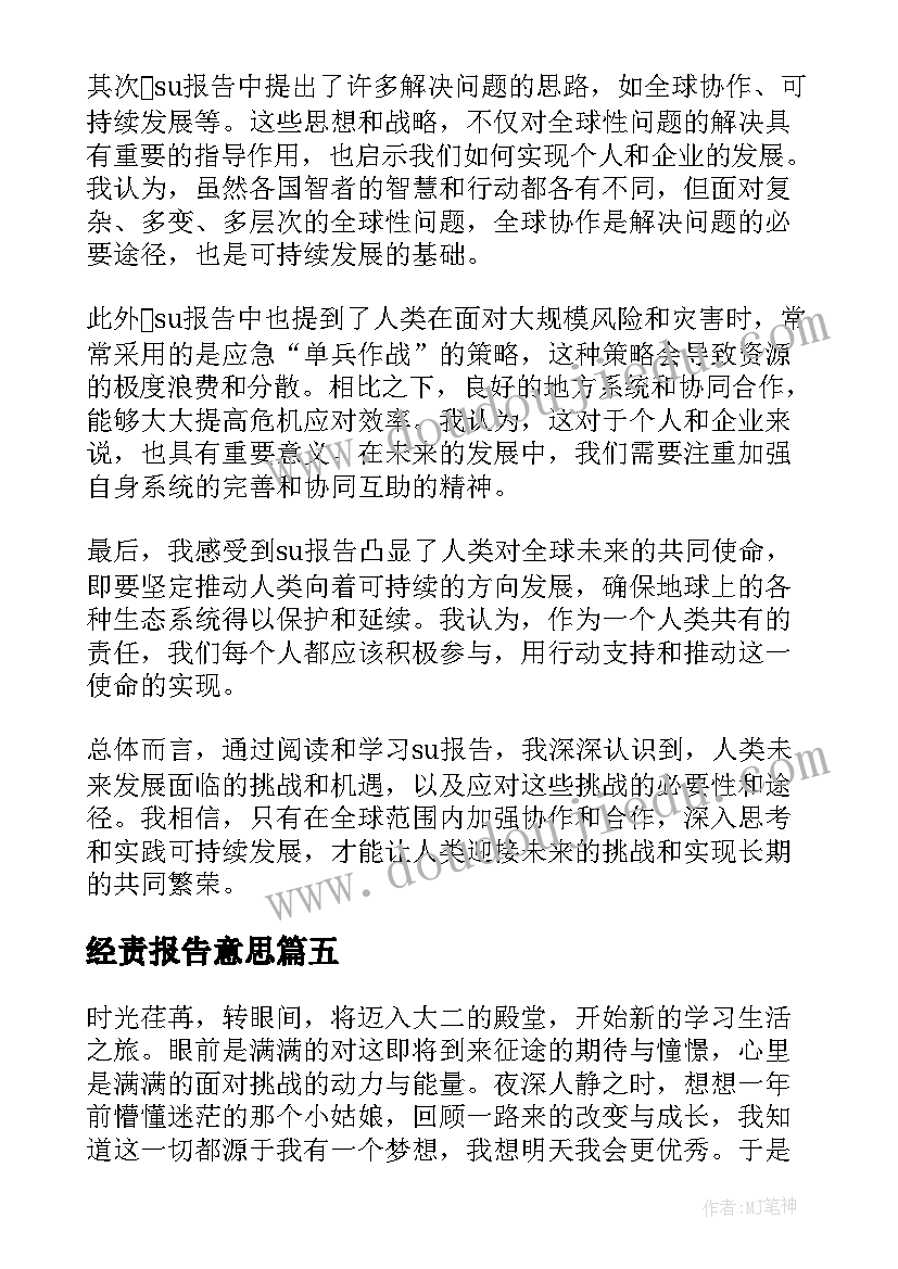 最新经责报告意思(汇总9篇)