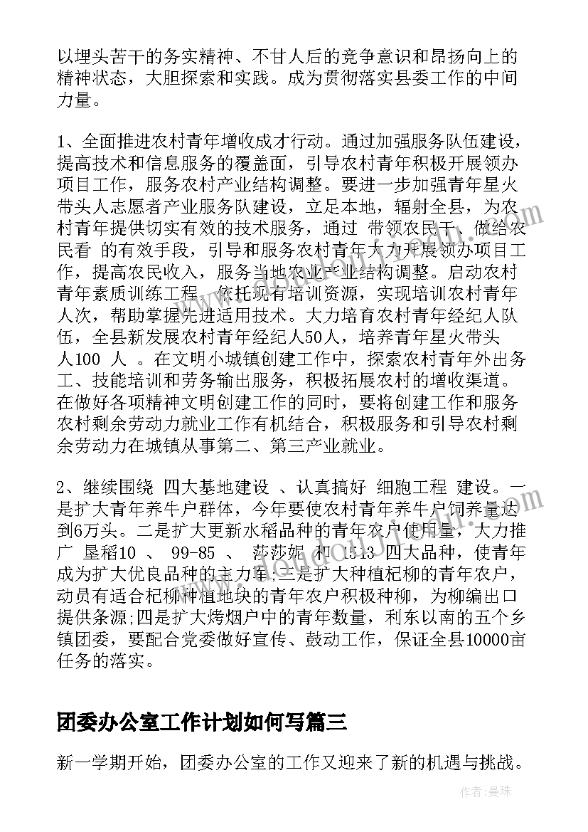 2023年团委办公室工作计划如何写(精选9篇)