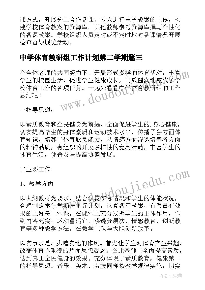 中学体育教研组工作计划第二学期 中学体育教研组工作计划(模板9篇)