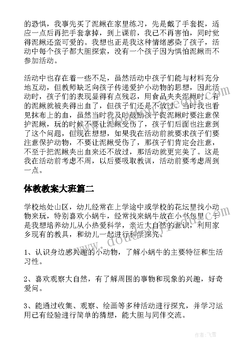 体教教案大班(优质10篇)