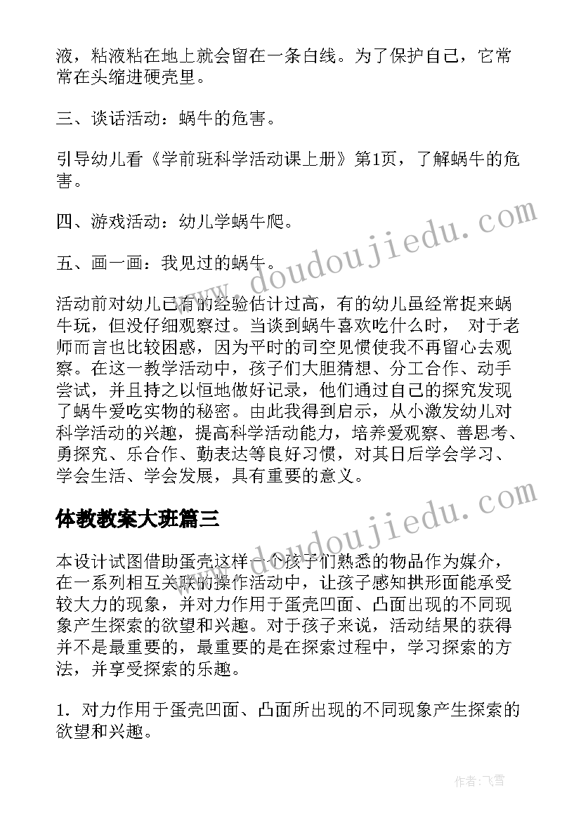 体教教案大班(优质10篇)