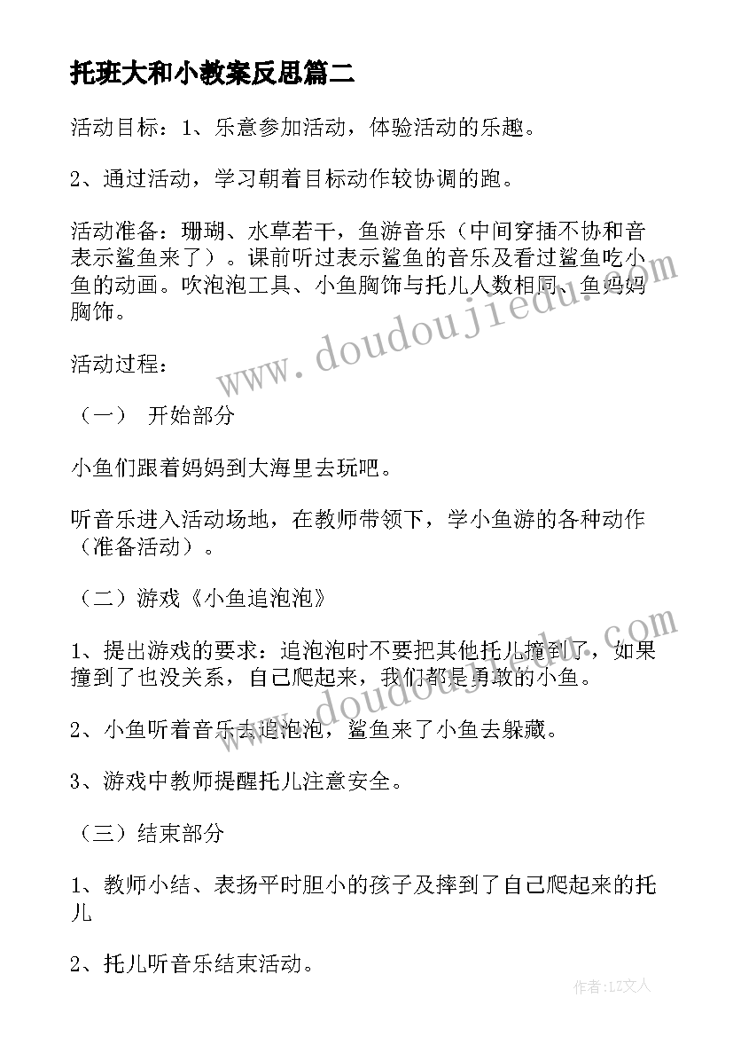 2023年托班大和小教案反思 托班活动教案(优秀9篇)