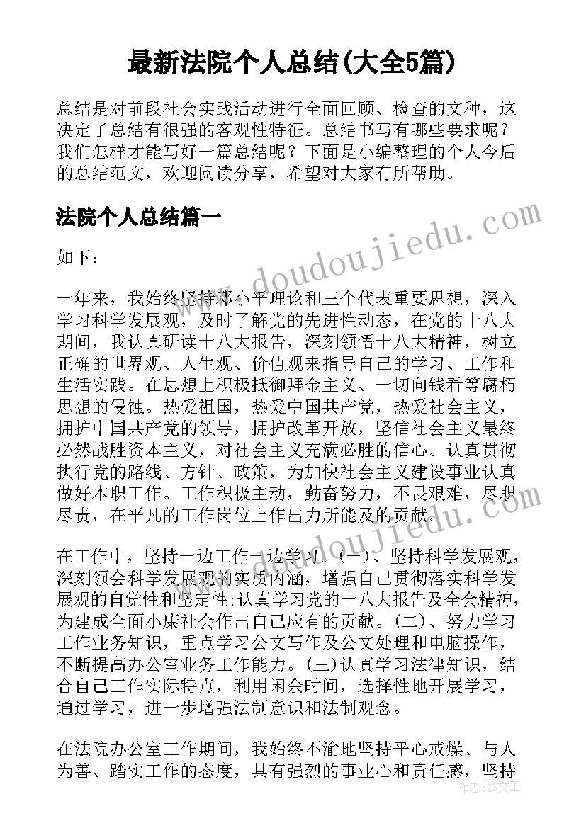 最新法院个人总结(大全5篇)