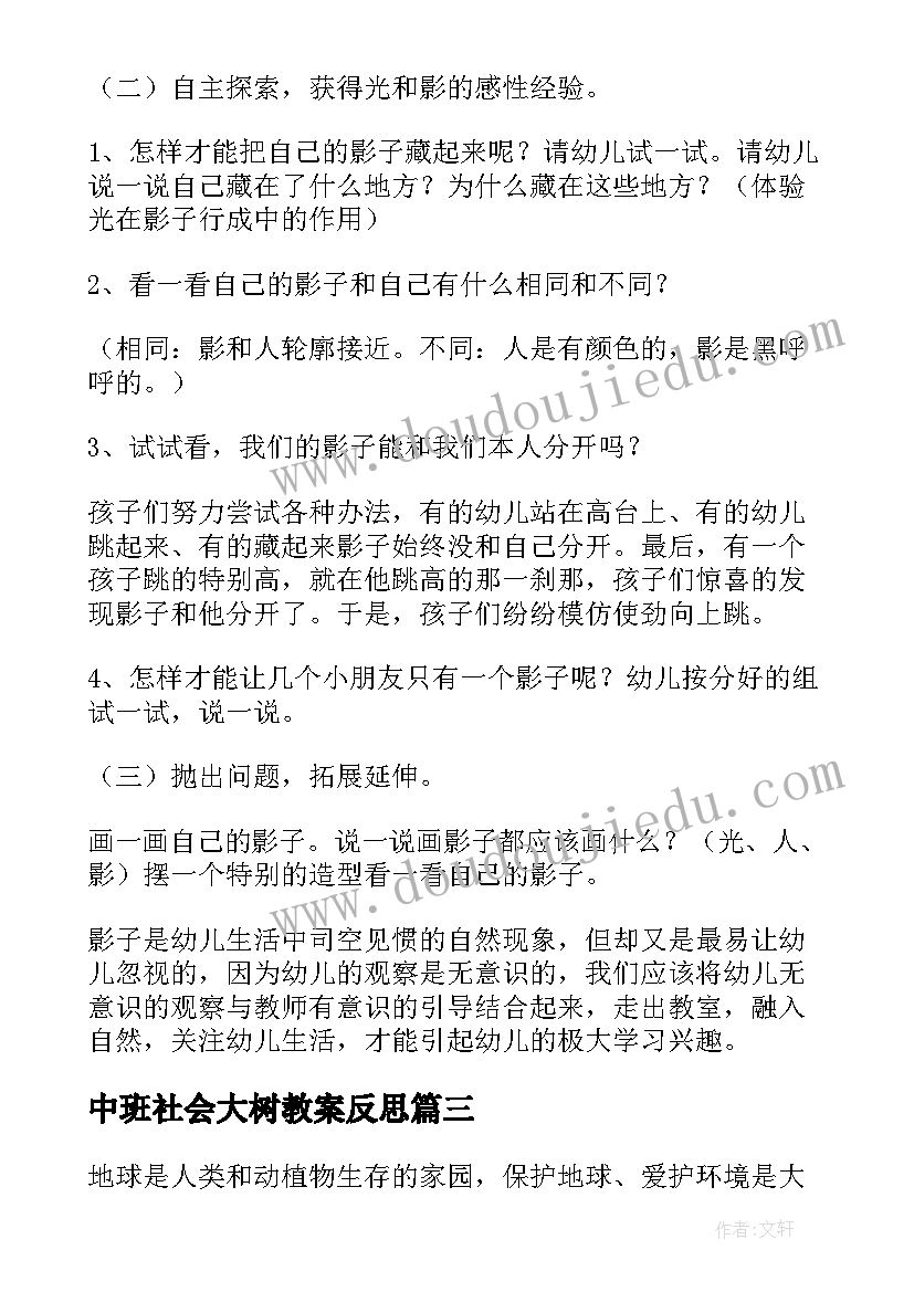 中班社会大树教案反思 大班社会教案及活动反思(实用5篇)