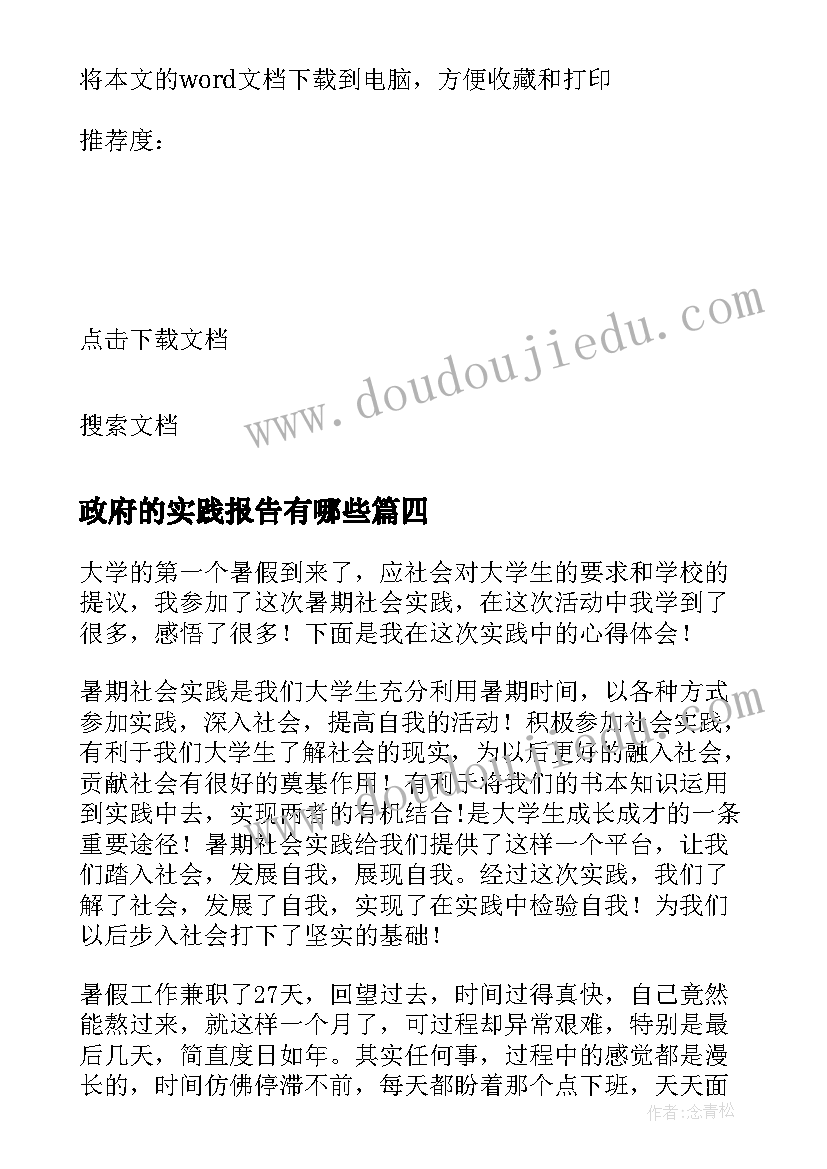 2023年政府的实践报告有哪些(大全5篇)