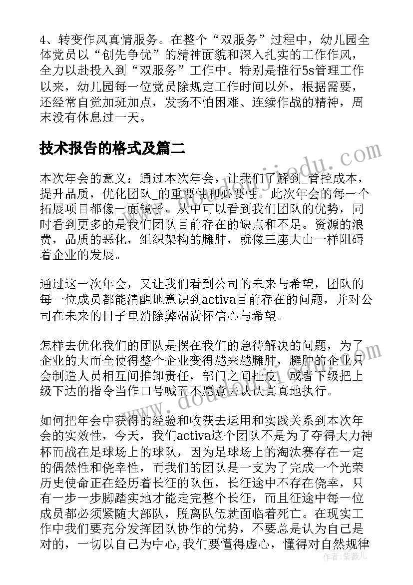 2023年技术报告的格式及(模板5篇)