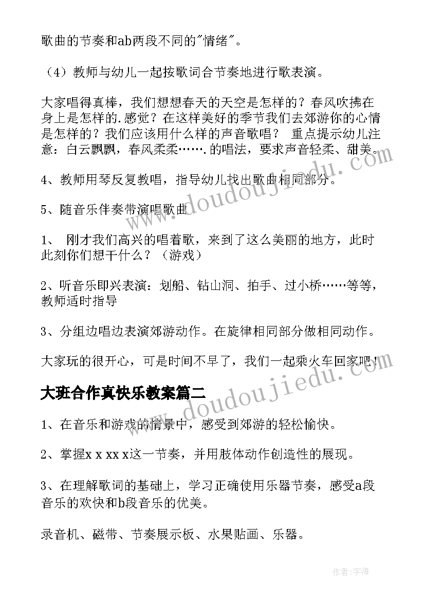 最新大班合作真快乐教案(优质5篇)