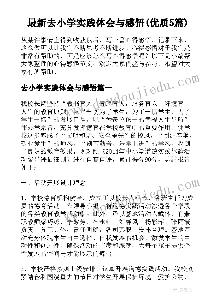 最新去小学实践体会与感悟(优质5篇)