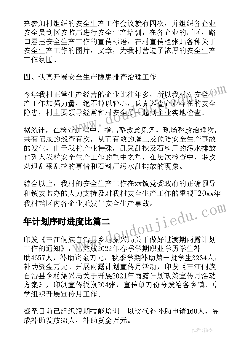 最新年计划序时进度比(通用5篇)