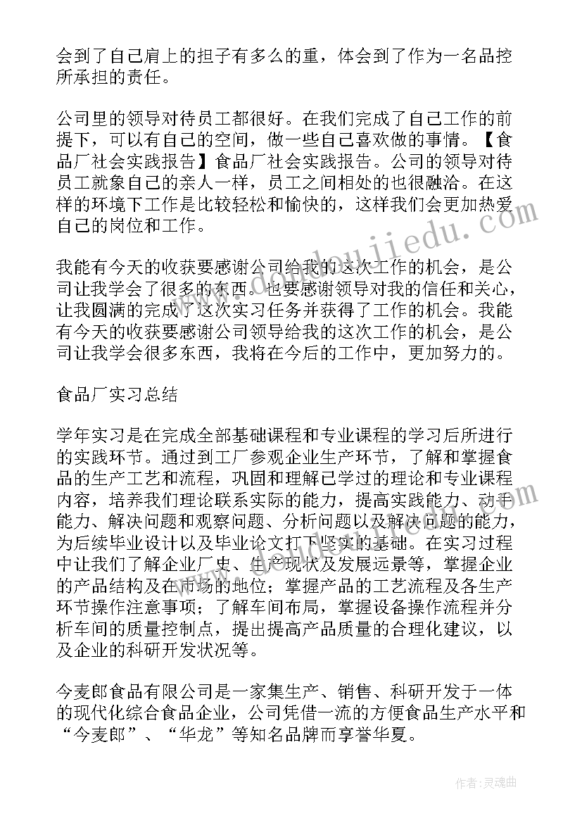 最新食品社会实践报告(模板8篇)