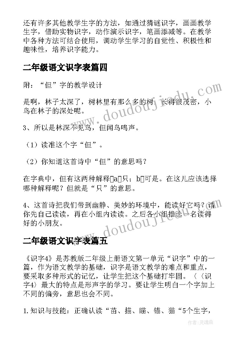 二年级语文识字表 二年级识字教学反思(实用8篇)