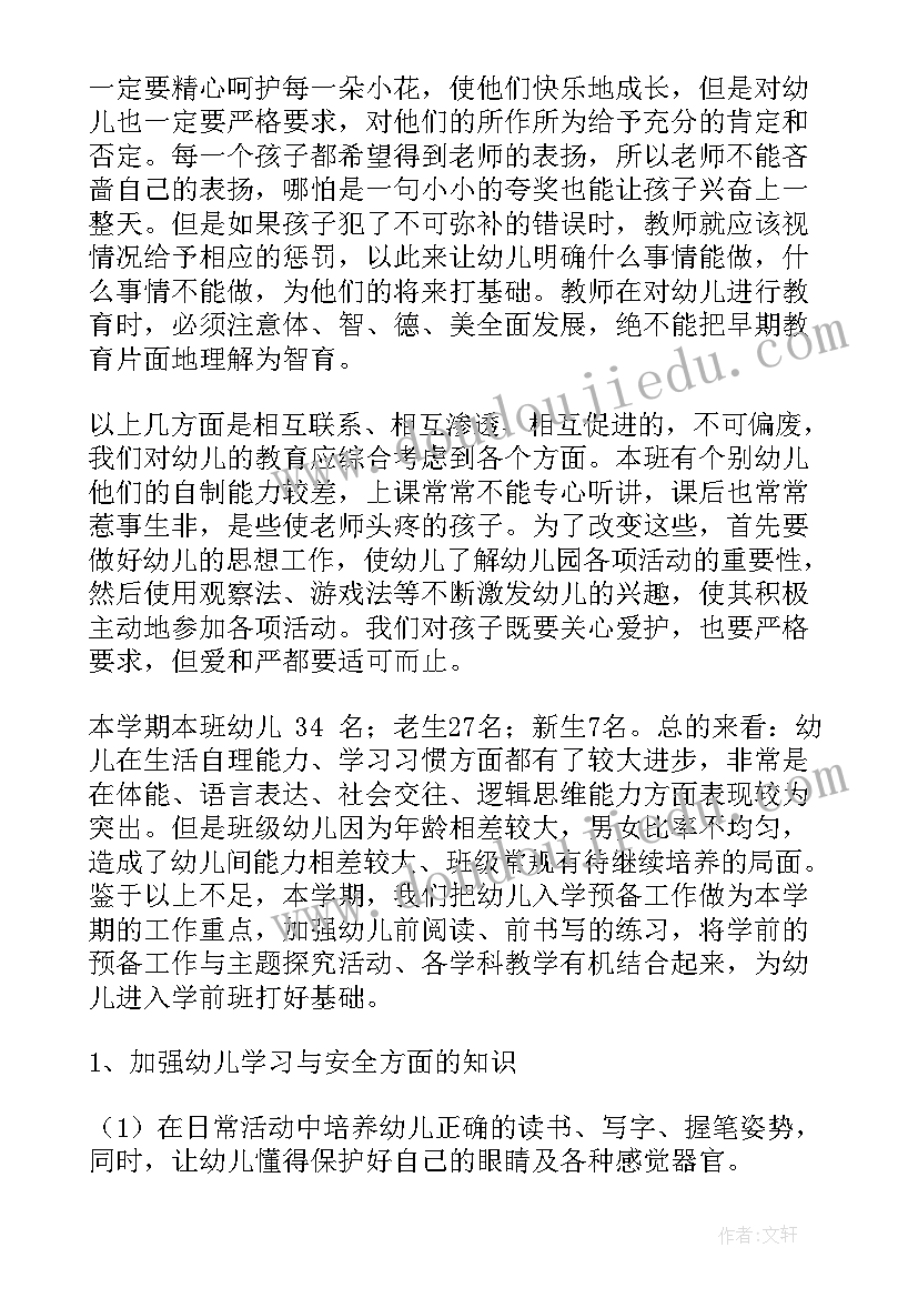 幼儿班主任工作计划大班第一学期(大全7篇)