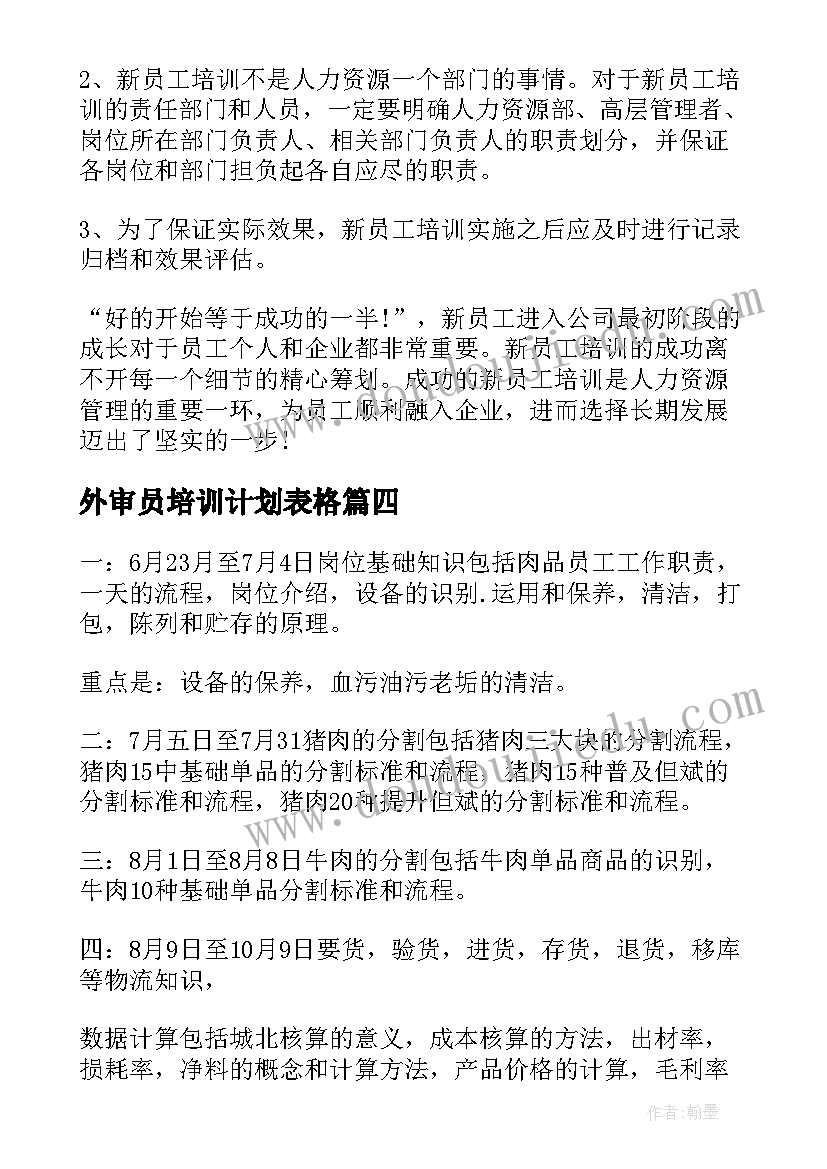 2023年外审员培训计划表格(实用5篇)