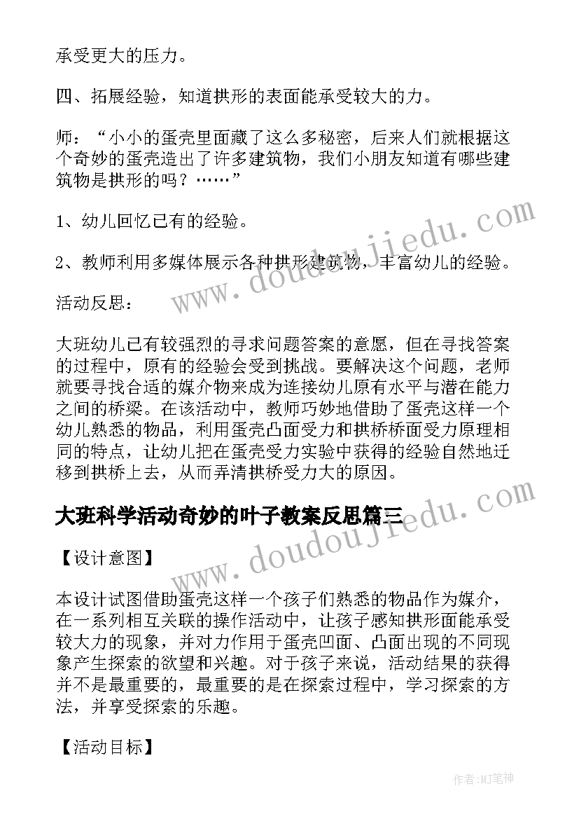 最新大班科学活动奇妙的叶子教案反思(大全5篇)