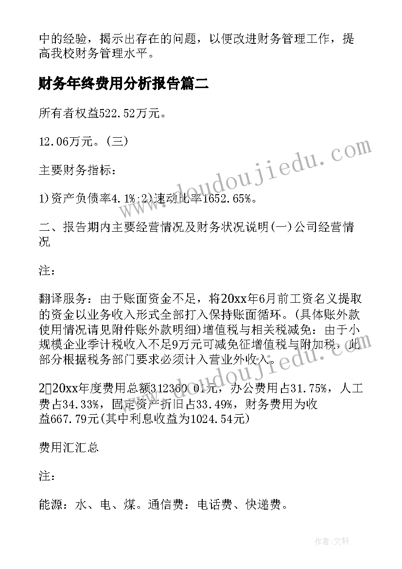 财务年终费用分析报告(模板5篇)