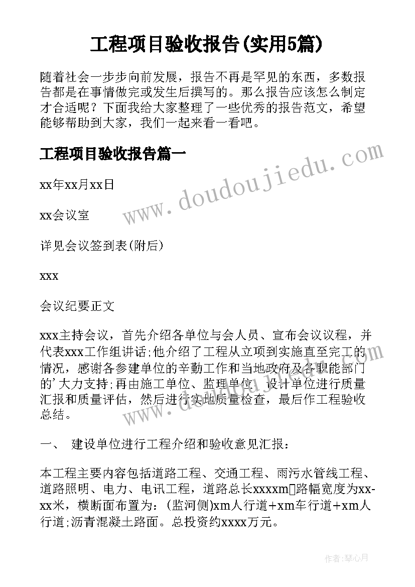 工程项目验收报告(实用5篇)