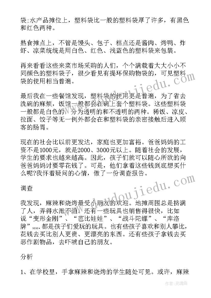 2023年小学生四年级环校园境调查报告 小学生四年级社会调查报告(大全5篇)