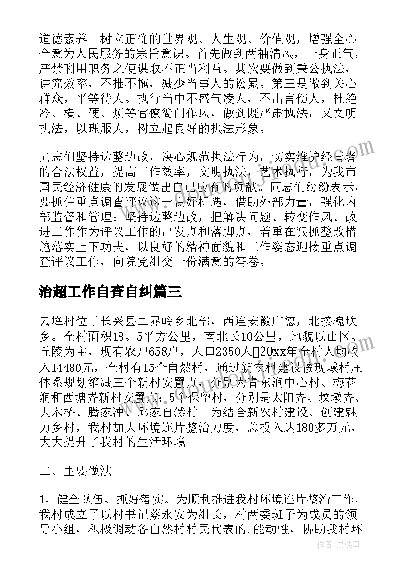 治超工作自查自纠 专项整治工作自查报告(优秀5篇)